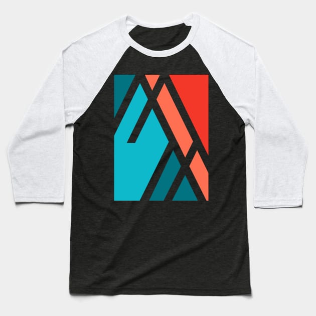 Modern geometric pattern blue orange Baseball T-Shirt by carolsalazar